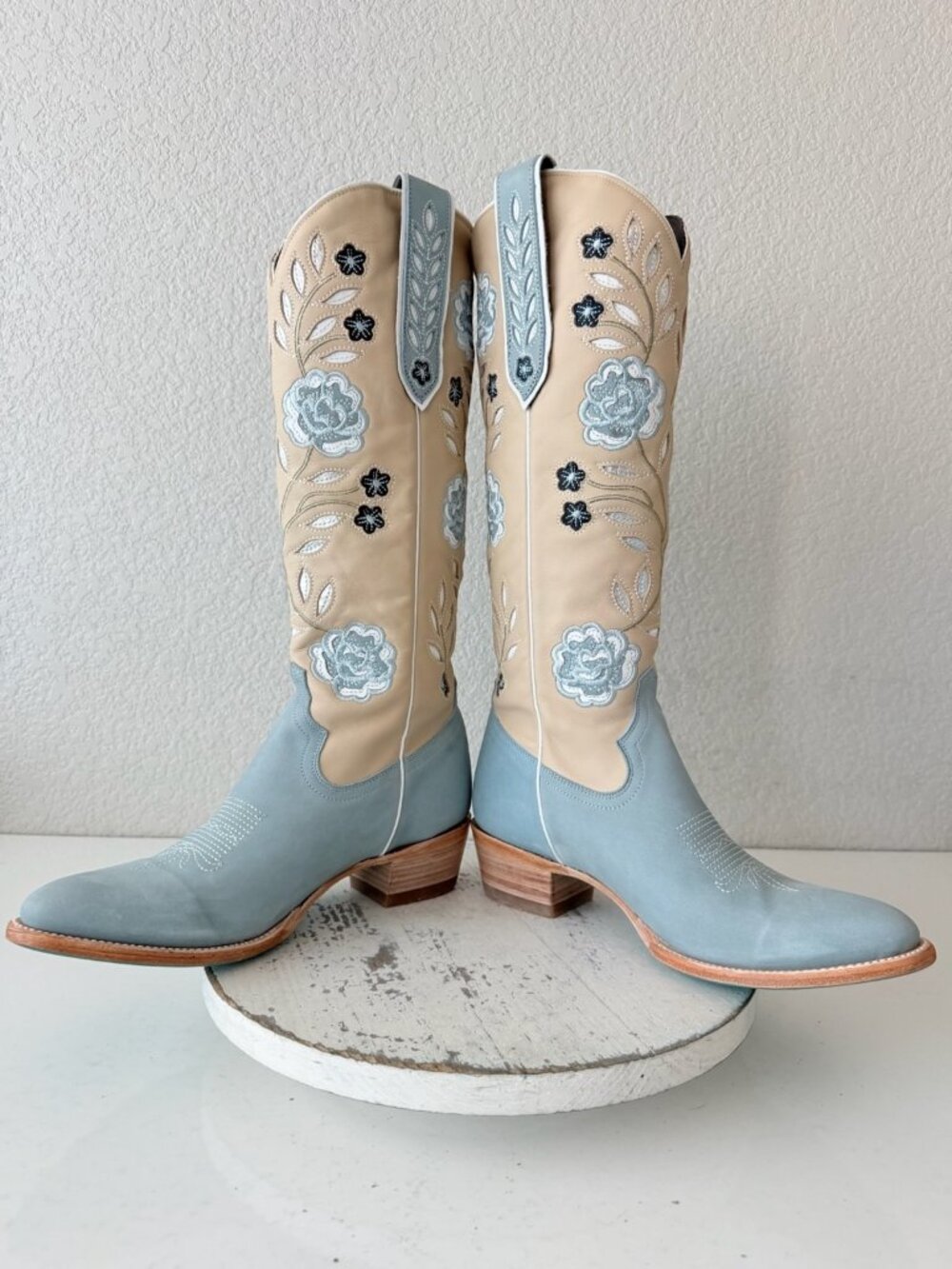 Lane KENZIE Knee High Cowboy Boots Womens 9.5 Blueberry Buttermilk Western Tall - Picture 8 of 12